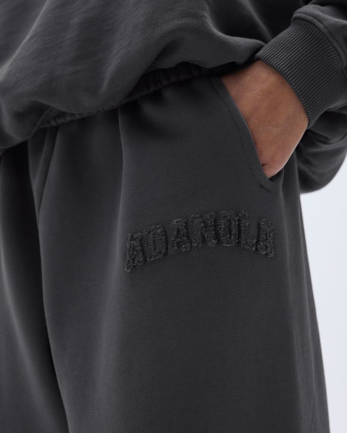 Grey Adanola Distressed Varsity Sweatpants | TNPLAB956