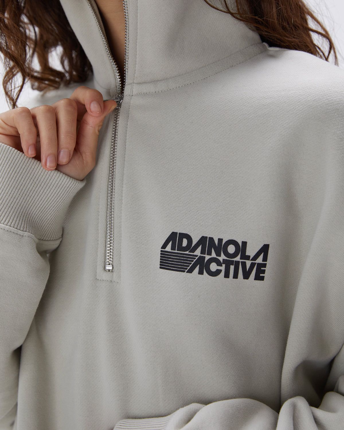 Grey Adanola Retro Sports Oversized Funnel Neck Zip Sweatshirt | DBLXSZ790