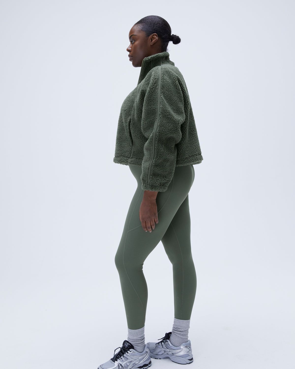 Khaki Green Adanola Quarter Zip Fleece | TMPRSI432