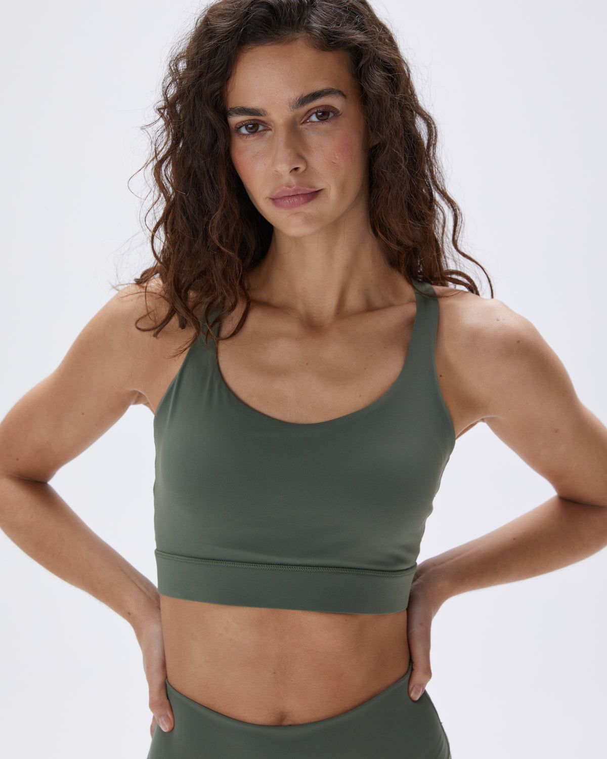 Khaki Green Adanola Ultimate Cross Back Bra | XTUGAD413