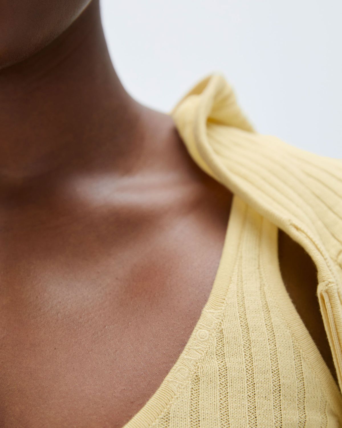 Lemon Yellow Adanola Rib Knit Scoop Neck Crop Top | FPMTBG892