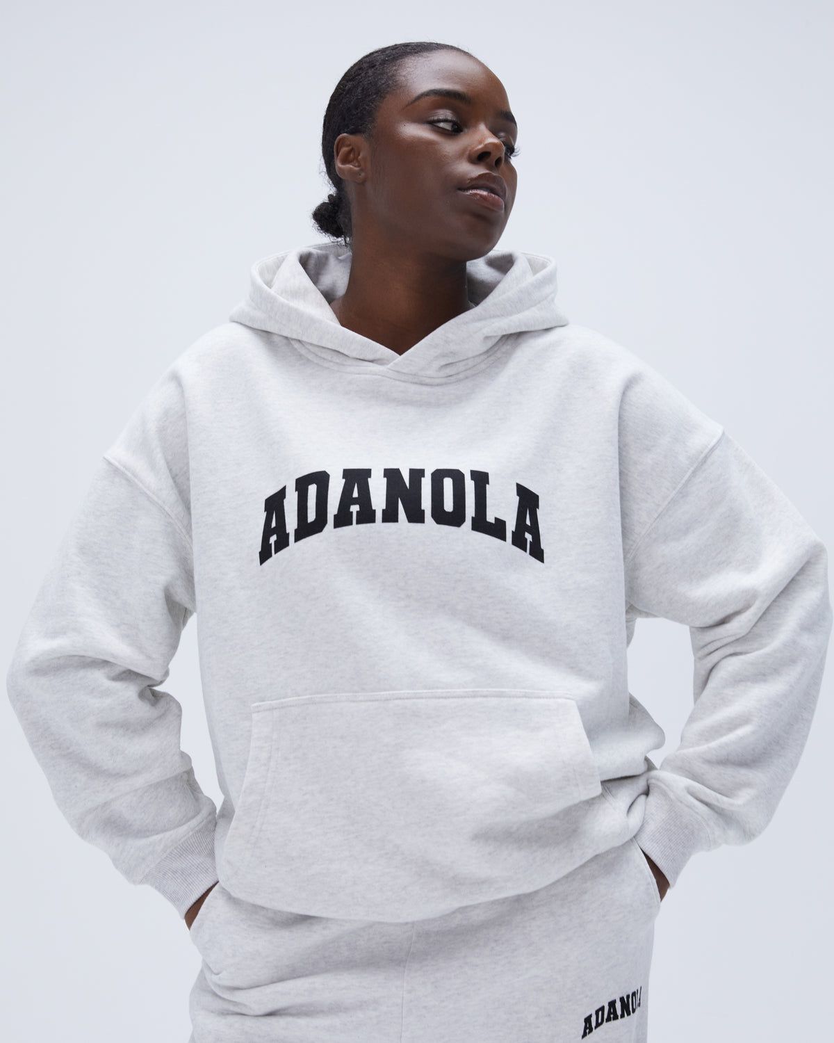 Light Grey / Black Adanola Varsity Oversized Hoodie | GJNXTK705
