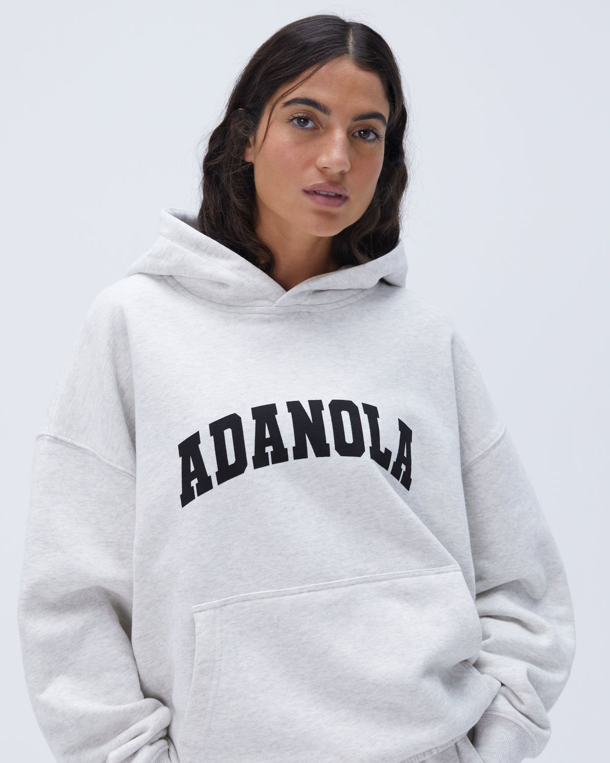 Light Grey / Black Adanola Varsity Oversized Hoodie | GJNXTK705