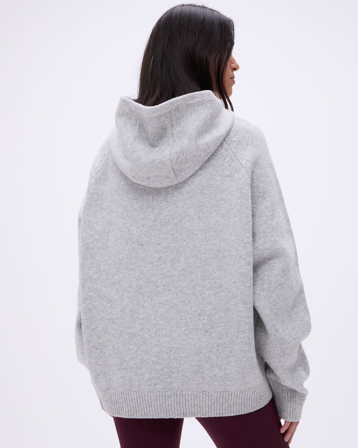 Light Grey / Burgundy Adanola ADA Oversized Knit Hoodie | MLUOWV702
