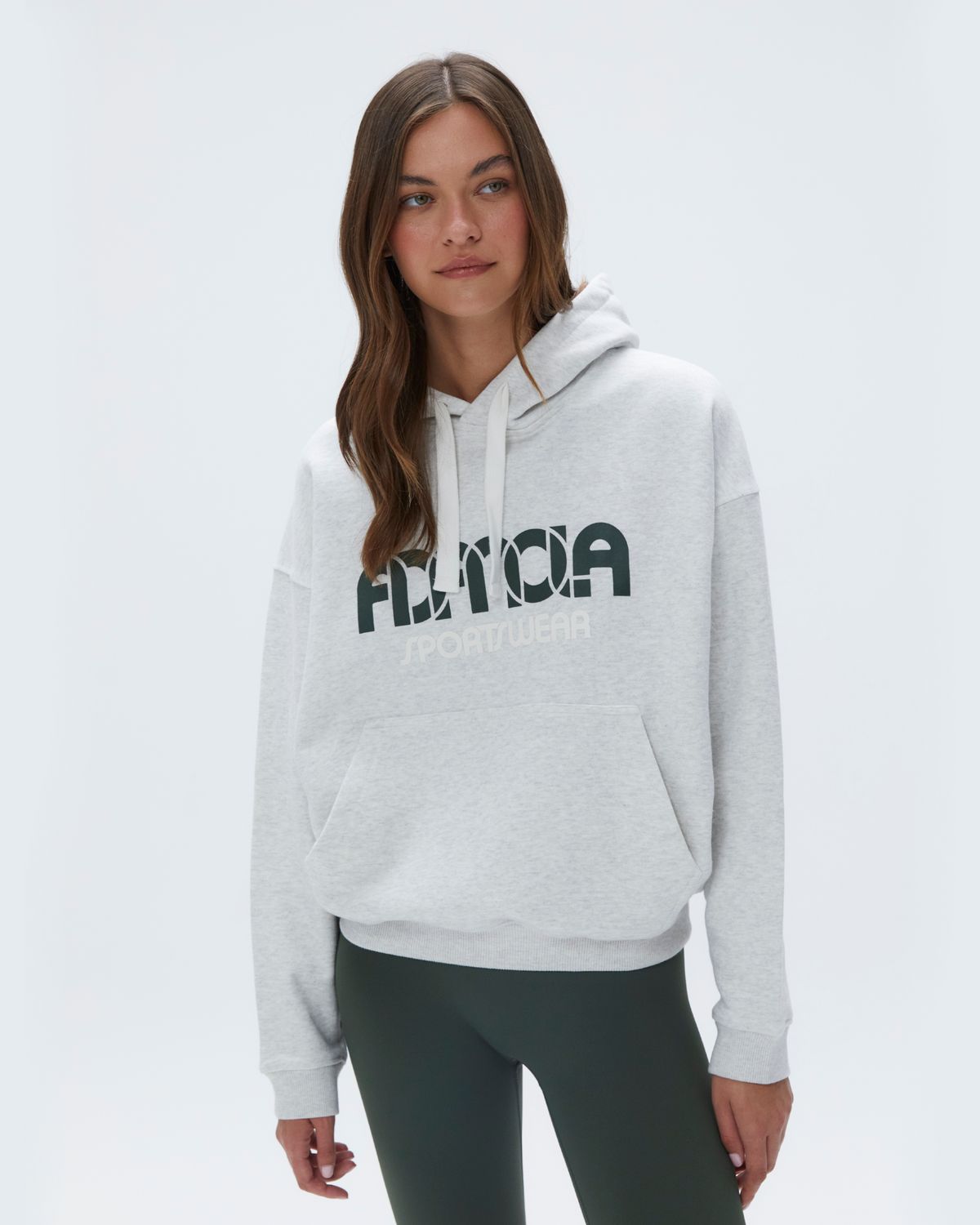 Light Grey / Dark Olive Adanola Sportswear Relaxed Drawcord Hoodie | YFSRIW824