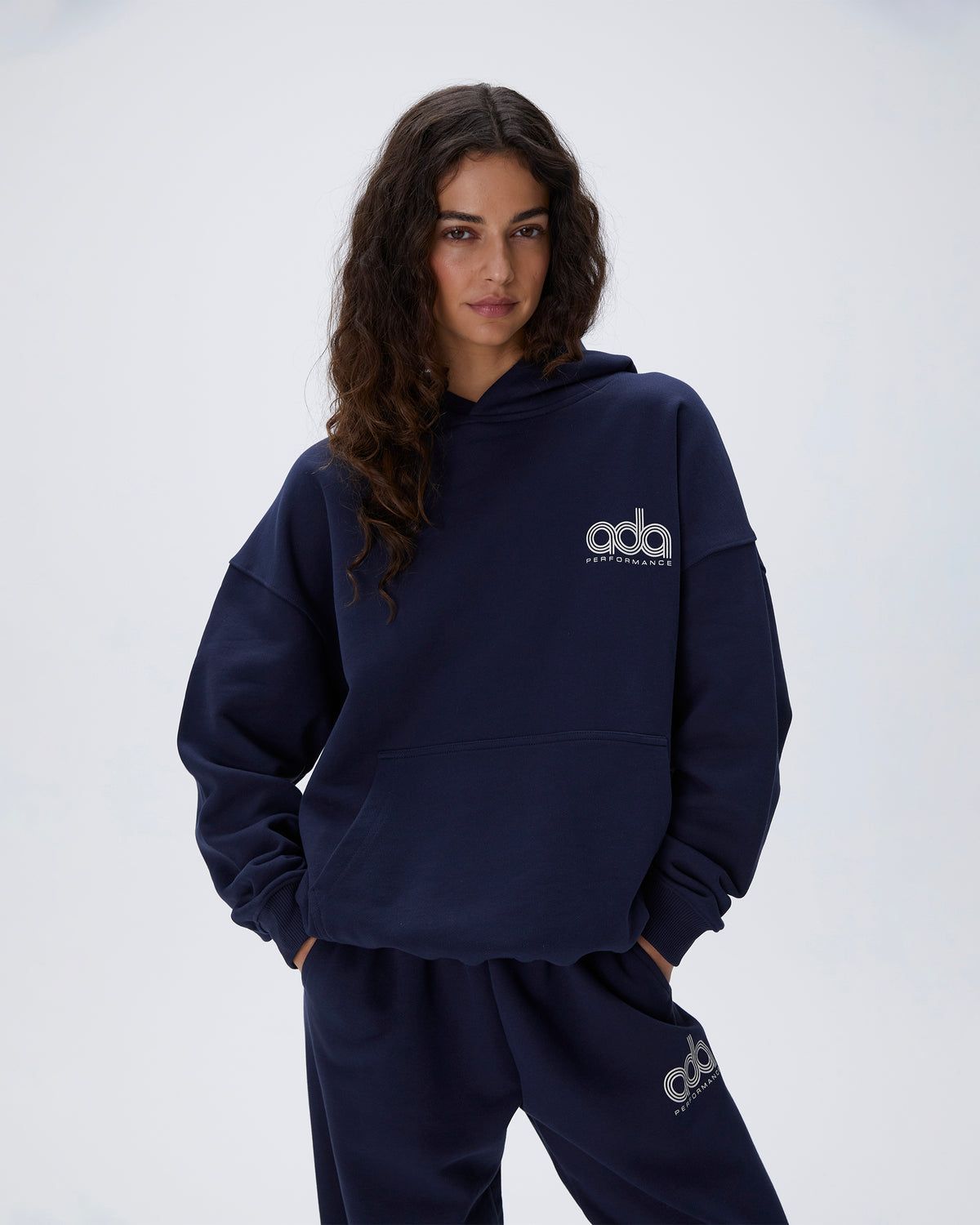Navy Blue Adanola Performance Oversized Hoodie | AOXZVE596