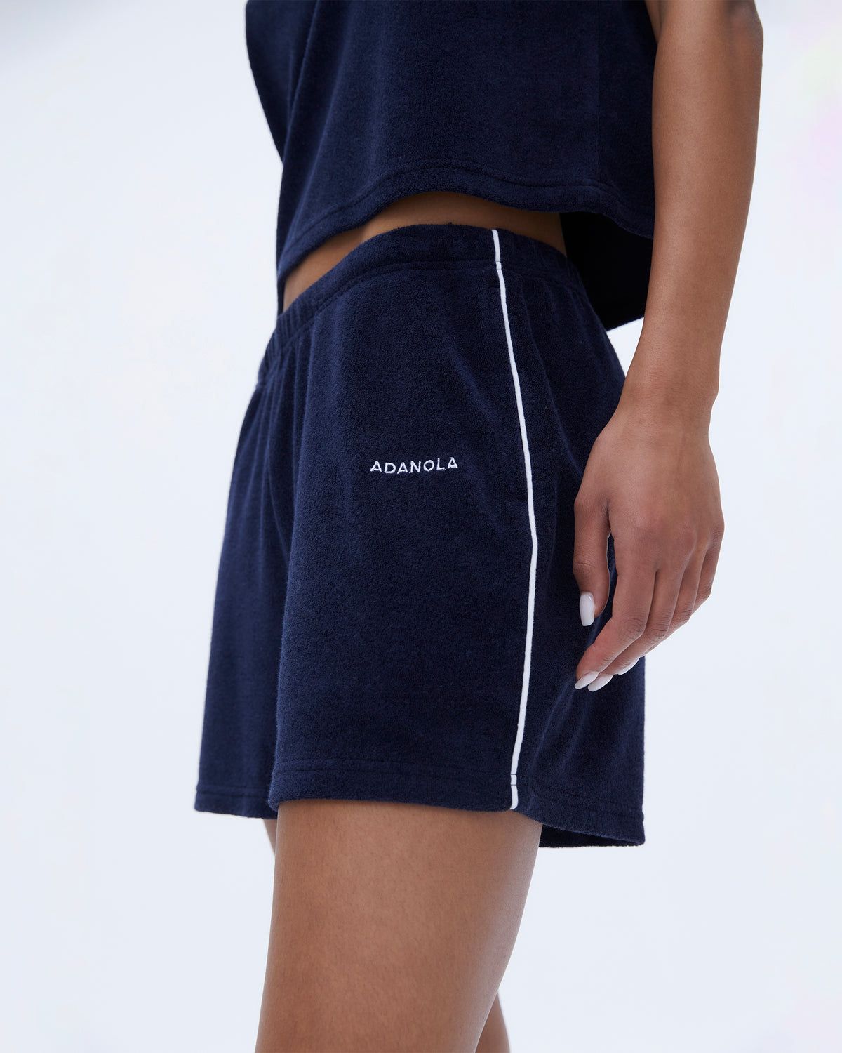 Navy Blue Adanola Terry Contrast Short | WGYEBQ267