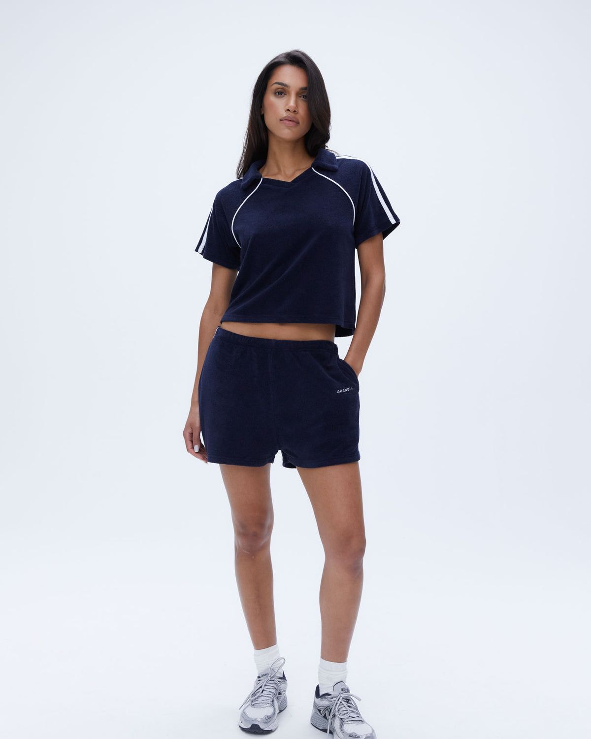 Navy Blue Adanola Terry Contrast Short | WGYEBQ267
