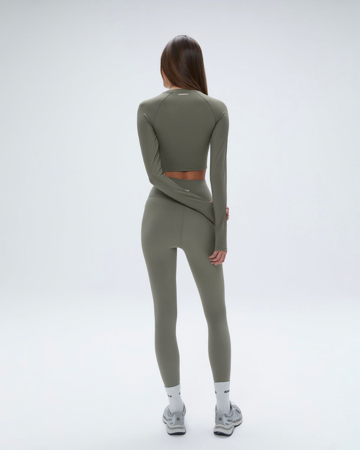 Olive Green Adanola Long Sleeve Crop Top | AQNKWZ539