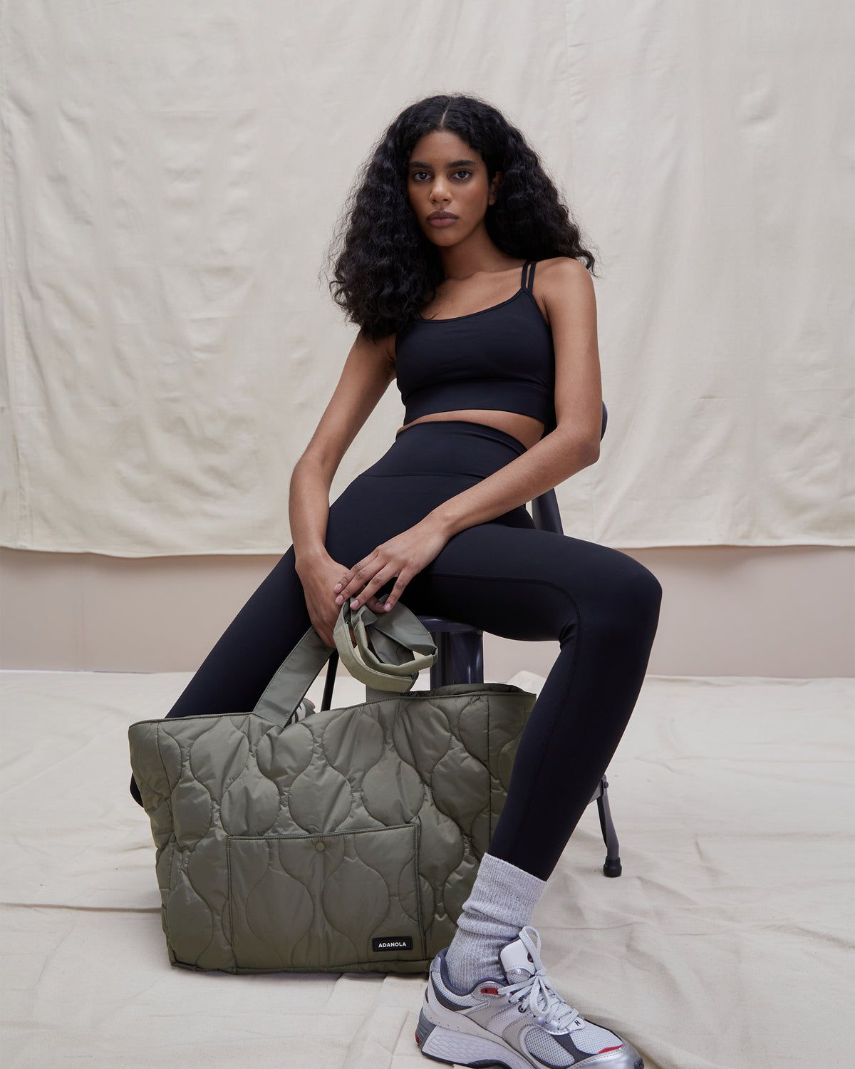 Olive Green Adanola Quilted Nylon Tote Bag | KFNJVD519