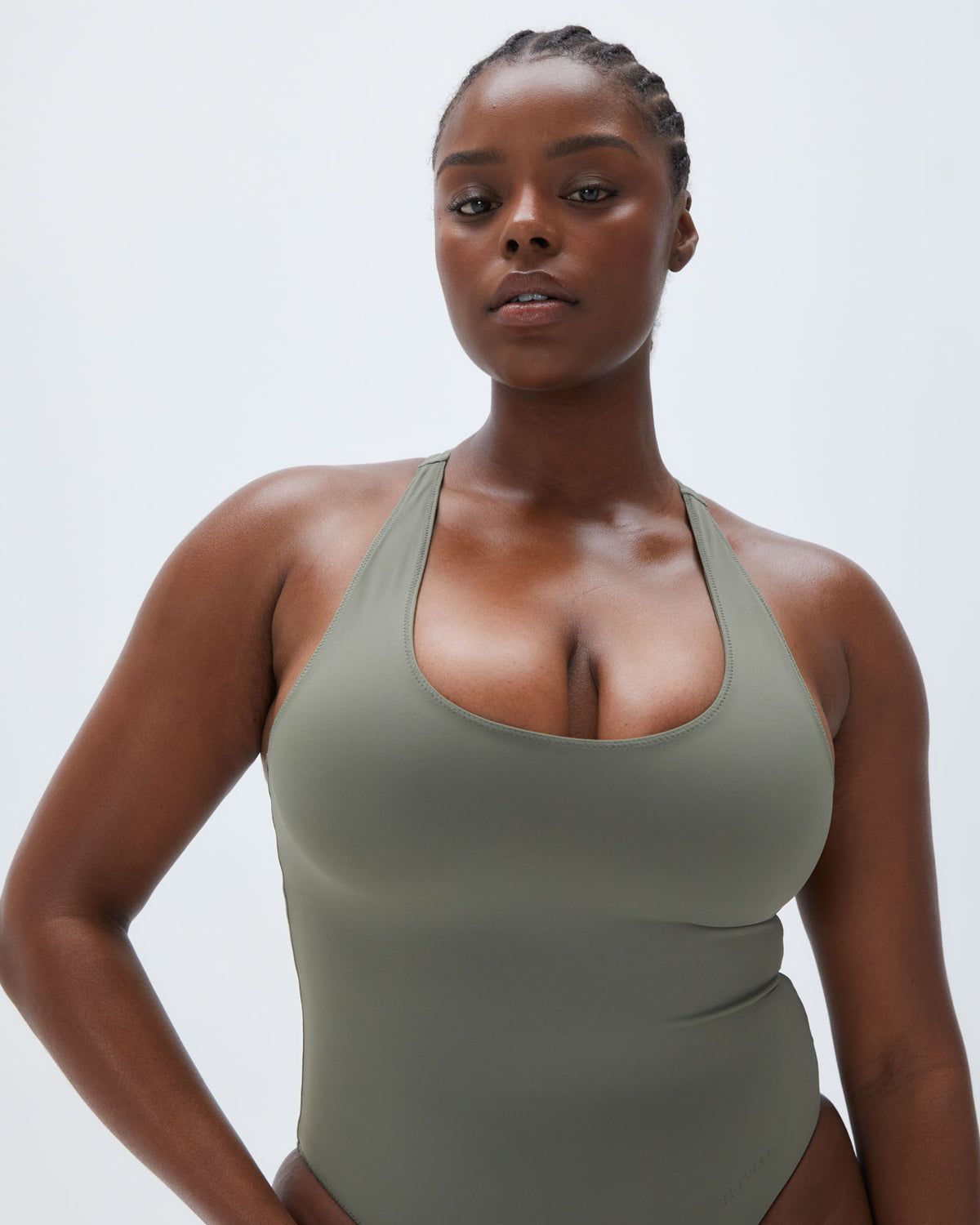 Olive Green Adanola Racer Back High Leg Swimsuit | KLFEOT059