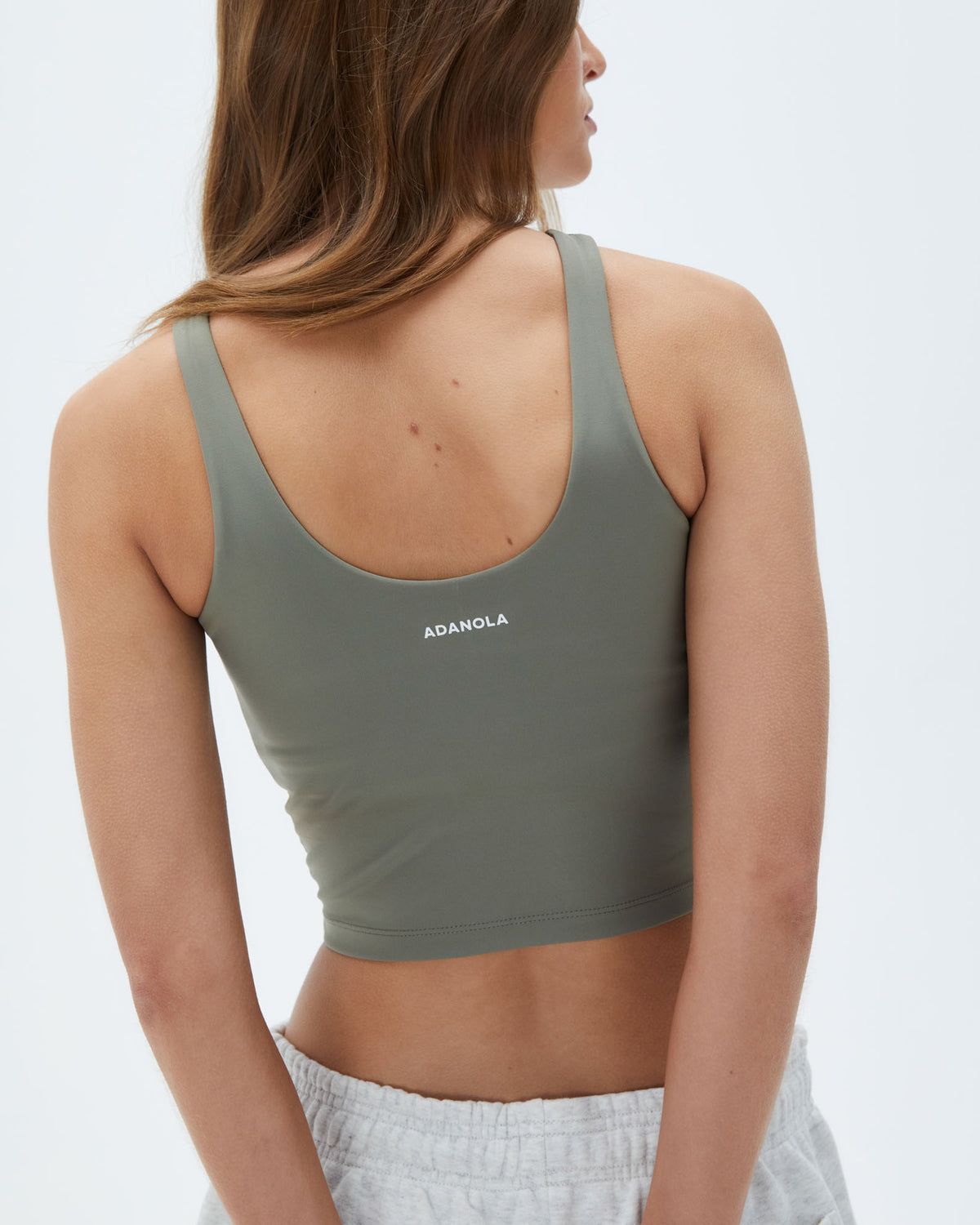 Olive Green Adanola Ultimate Racer Front Scoop Back Bra | OFPVQK748