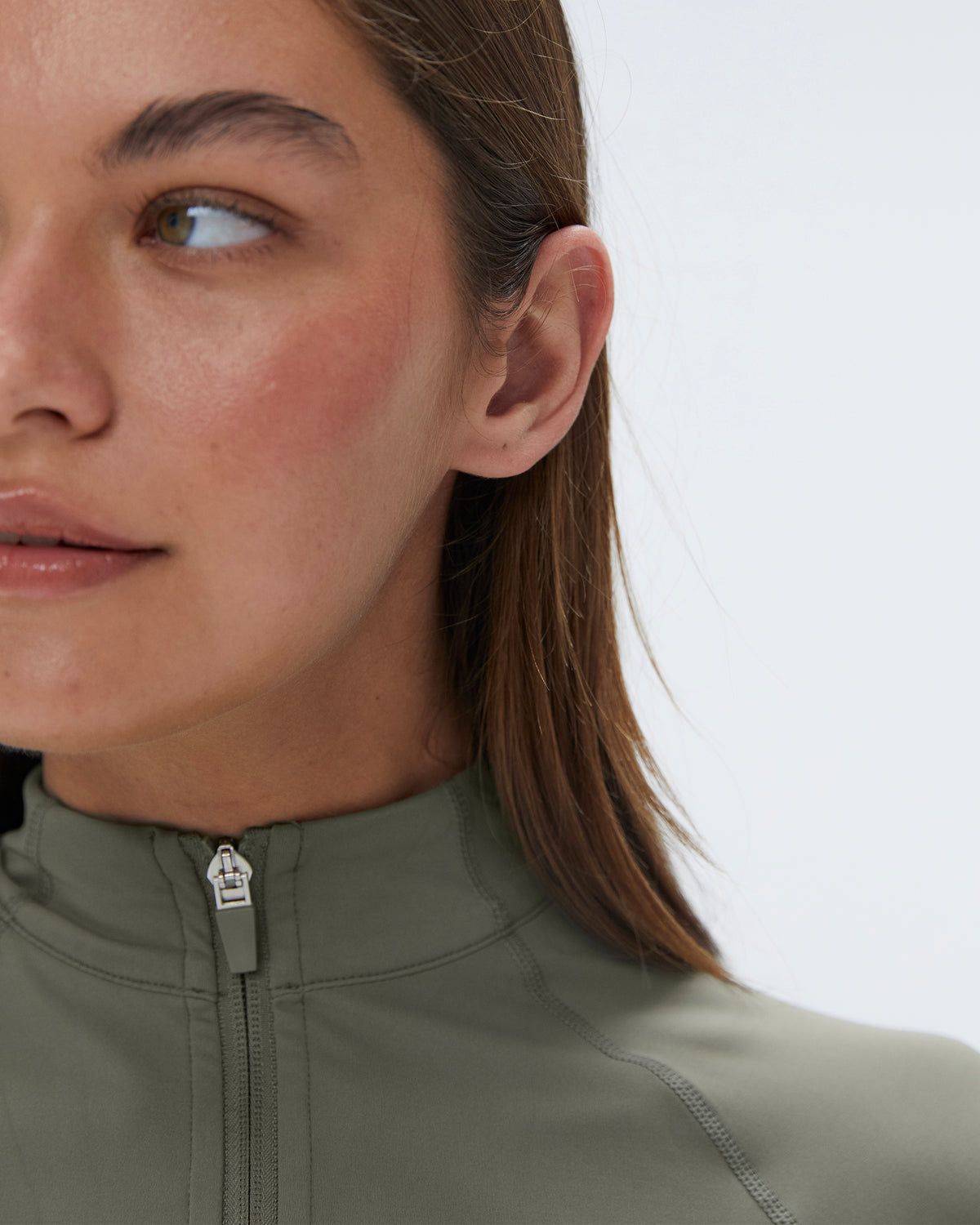 Olive Green Adanola Ultimate Short Sleeve Zip Up Top | GOFSJH826