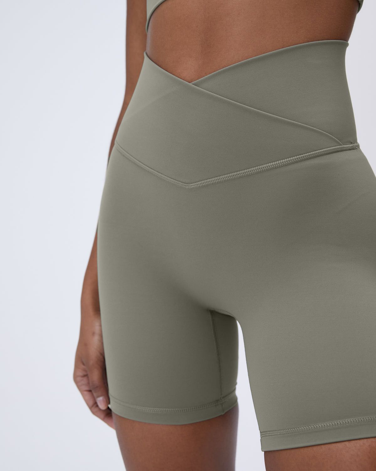 Olive Green Adanola Ultimate Wrap Over Crop Shorts | DORNTE874