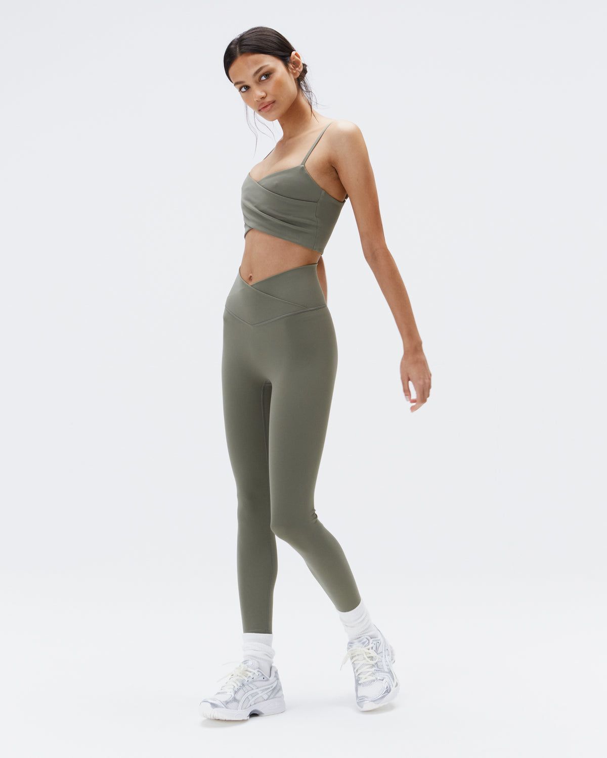 Olive Green Adanola Ultimate Wrap Over Leggings | PSBMIC057