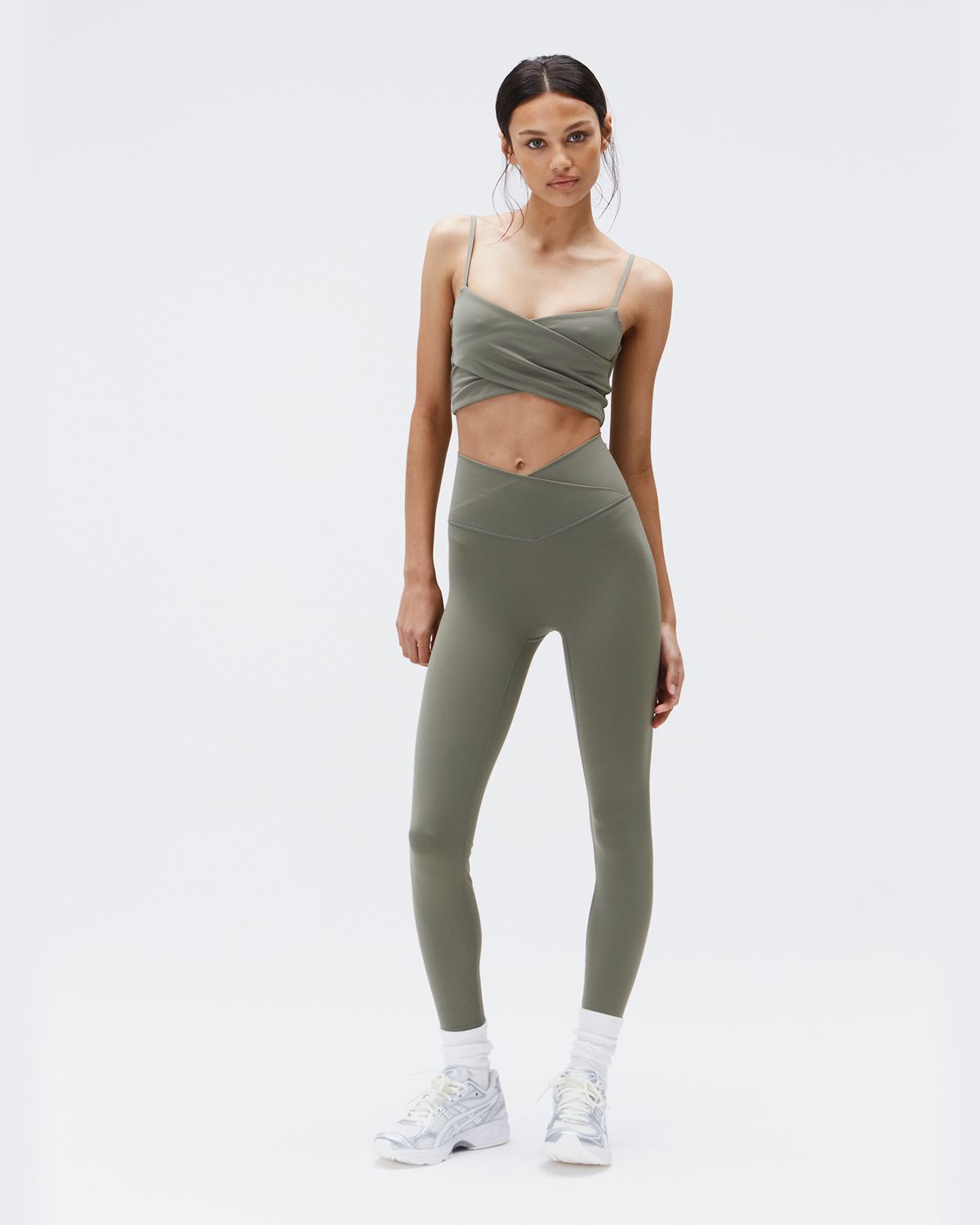 Olive Green Adanola Ultimate Wrap Over Leggings | PSBMIC057