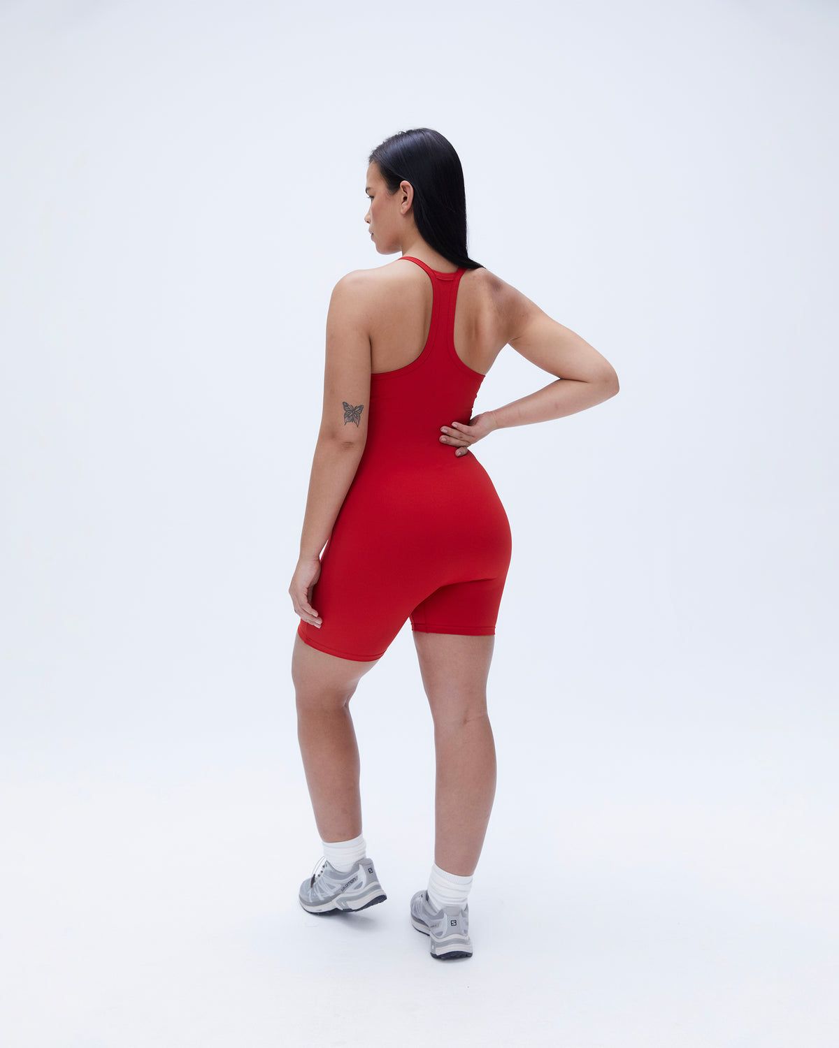 Red Adanola Ultimate Strappy Racer Romper | QTVURP182