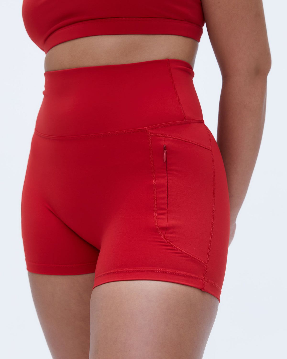 Red Adanola Ultimate Ultra Crop Pocket Short | UTHVOA349