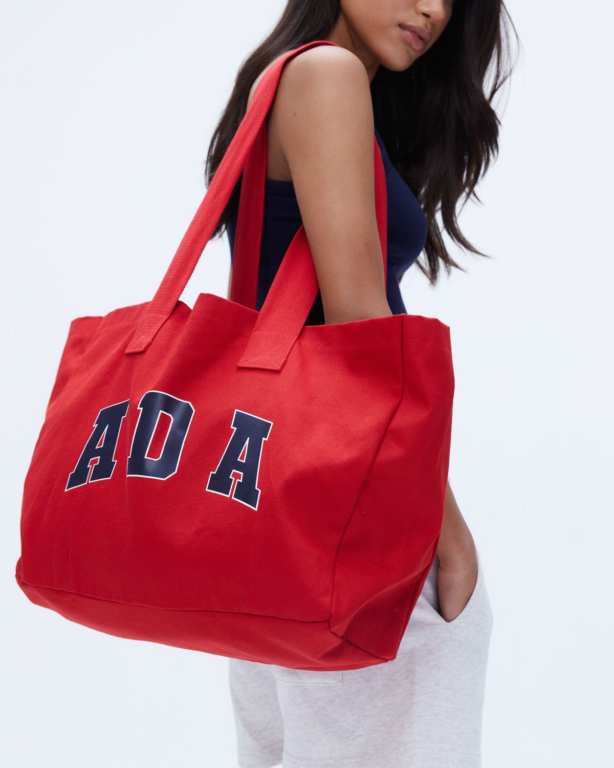 Red / Navy Blue Adanola ADA Tote Bag | LQYKGO548