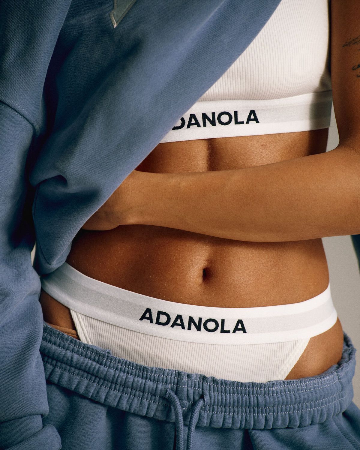 White Adanola Branded Ribbed Thong | JYTEUO579