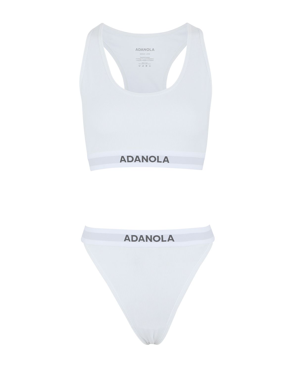White Adanola Branded Ribbed Thong | JYTEUO579