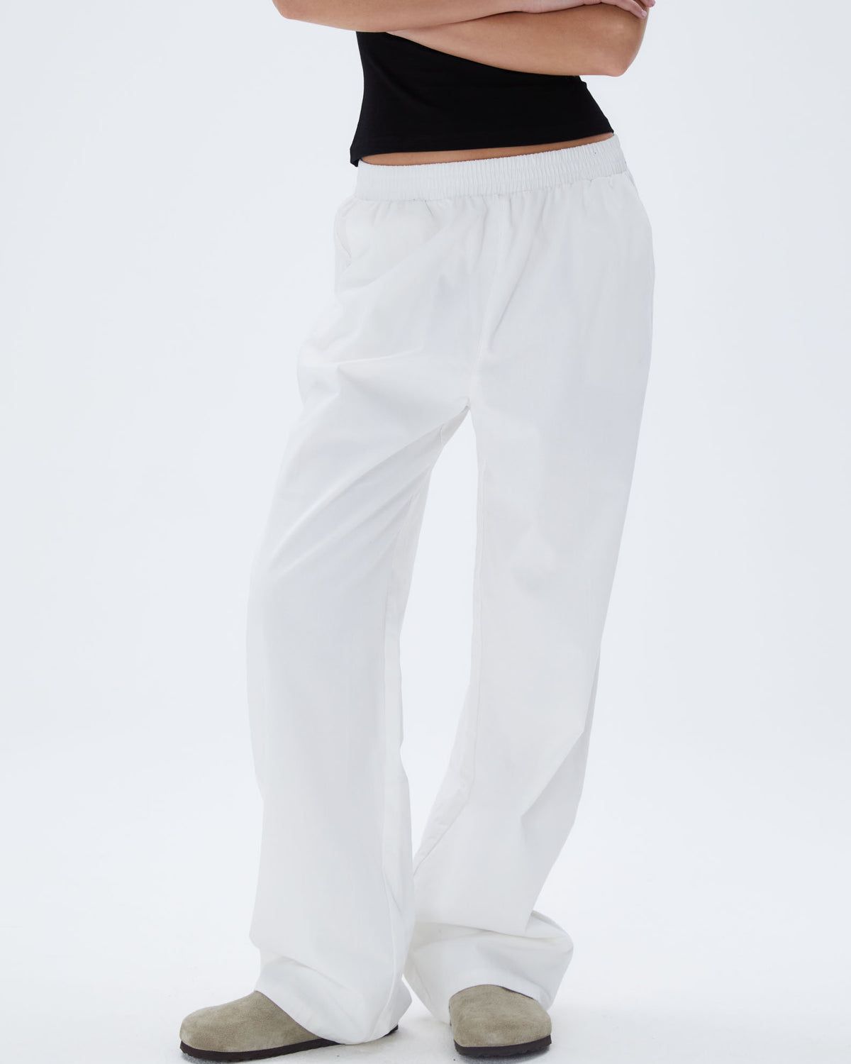 White Adanola Cotton Pull on Pants | YKJLQA642