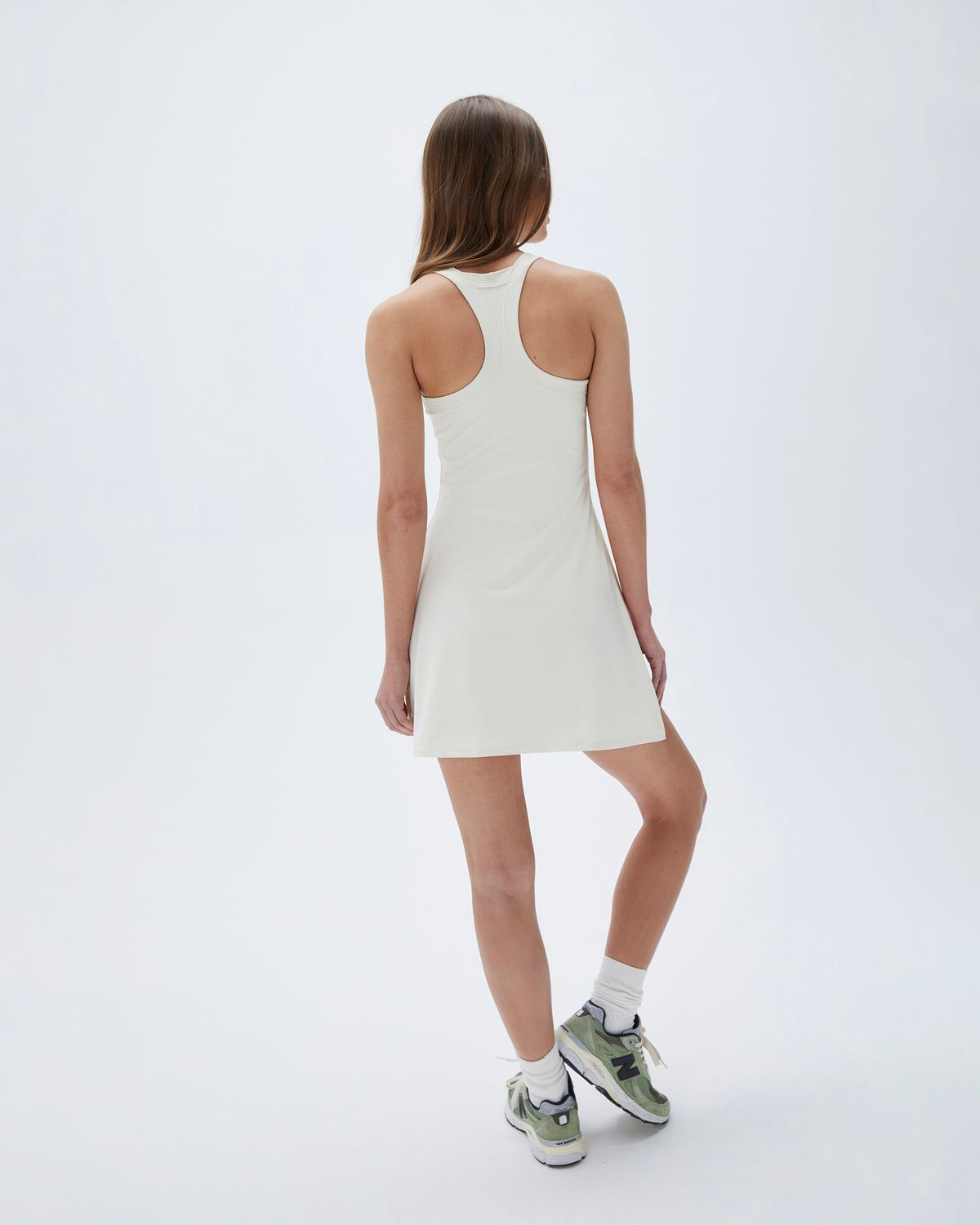 White Adanola Wide Binding Racer Dress | AVZJLU093