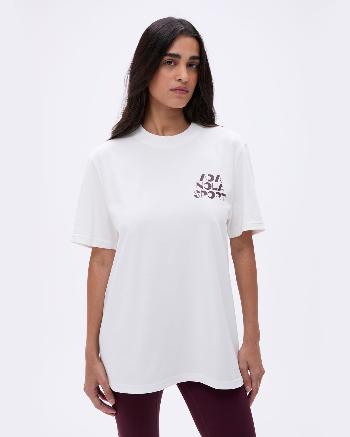 White / Dark Pink Adanola Retro Oversized Short Sleeve T-shirt | JSCIFN345