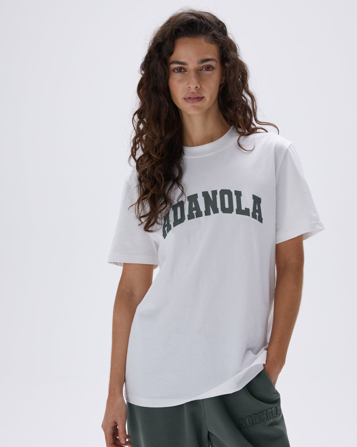 White / Green Adanola Varsity Oversized Short Sleeve T-shirt | XSROKB642